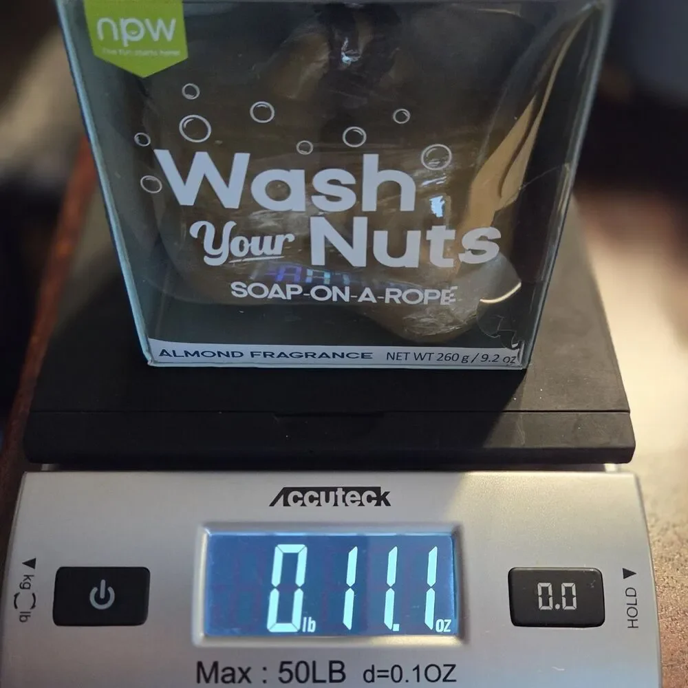 NPW Wash Your Nuts Soap On A Rope Novelty White Elephant Gag Gift PKG Damage